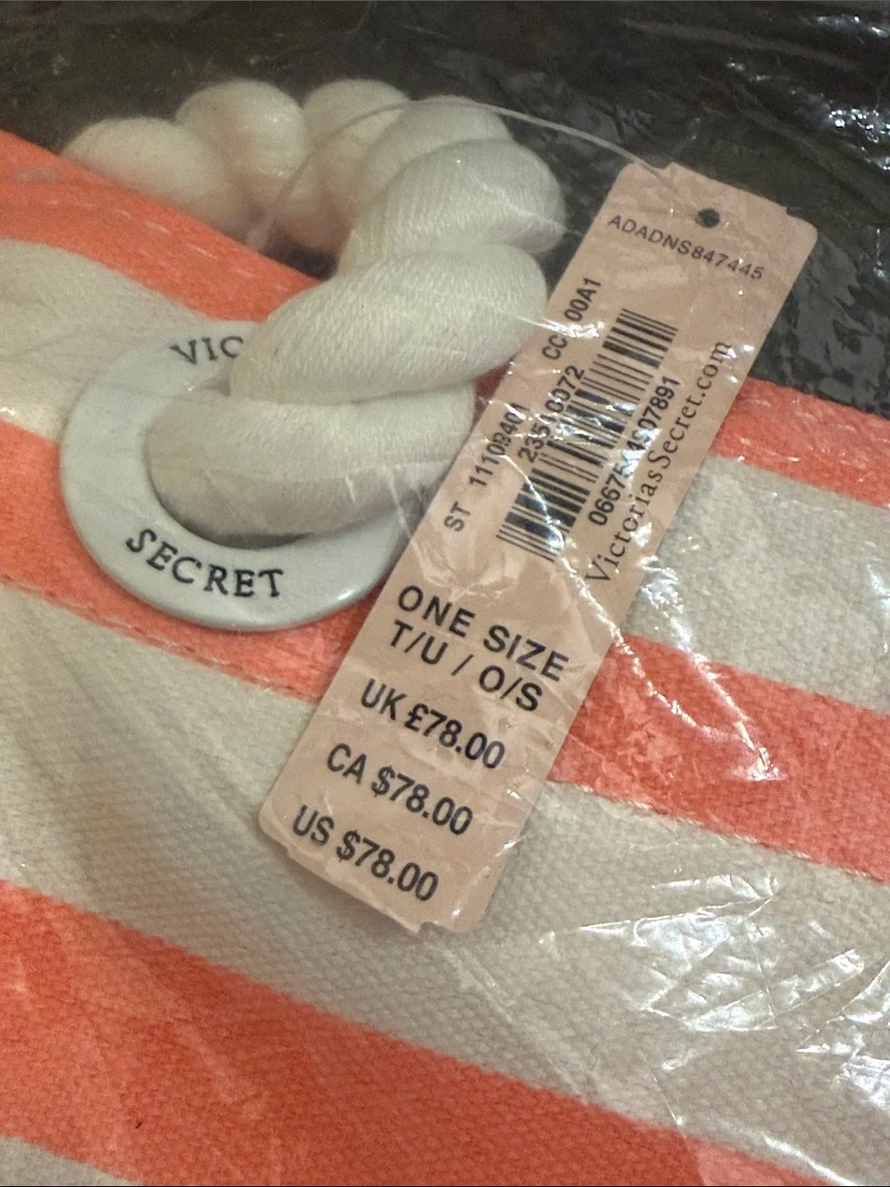 Victoria's Secret Coral & White Striped Tote
